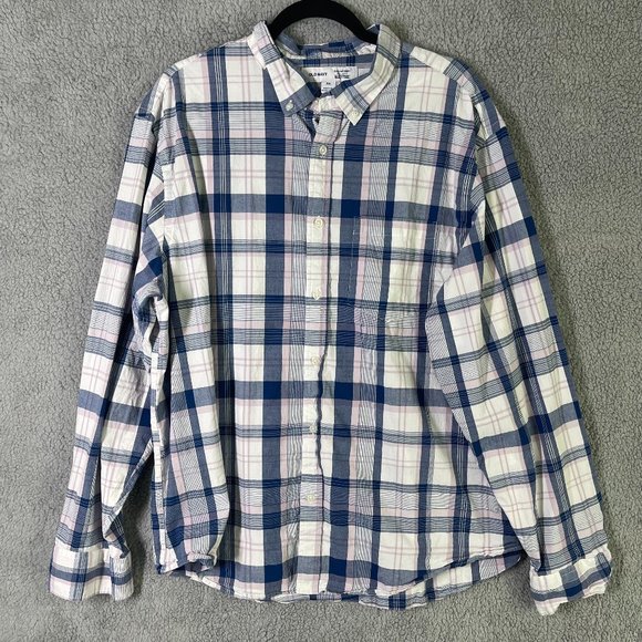 Old Navy Shirt XXL White Blue Mens Button Down Collard - Picture 1 of 12